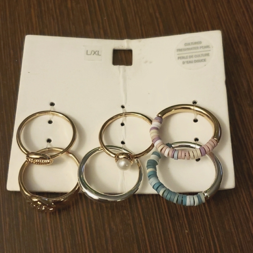 Old Navy Mixed Material 6pc Ring Variety Set Size L/XL